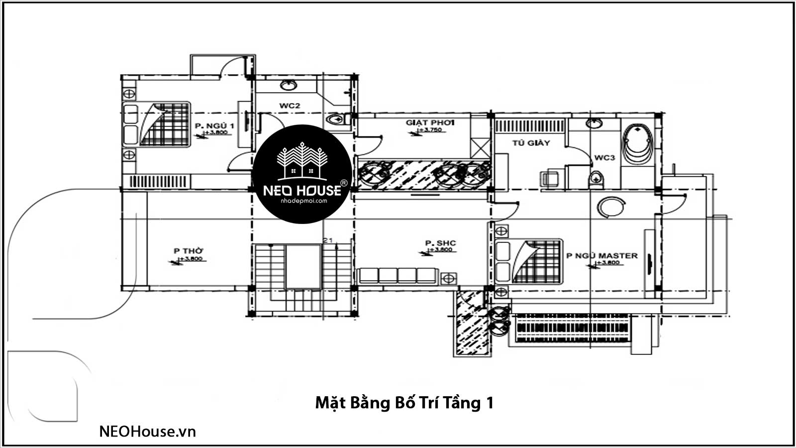 Mặt bằng công năng lầu 1 biệt thự vườn mini 2 tầng