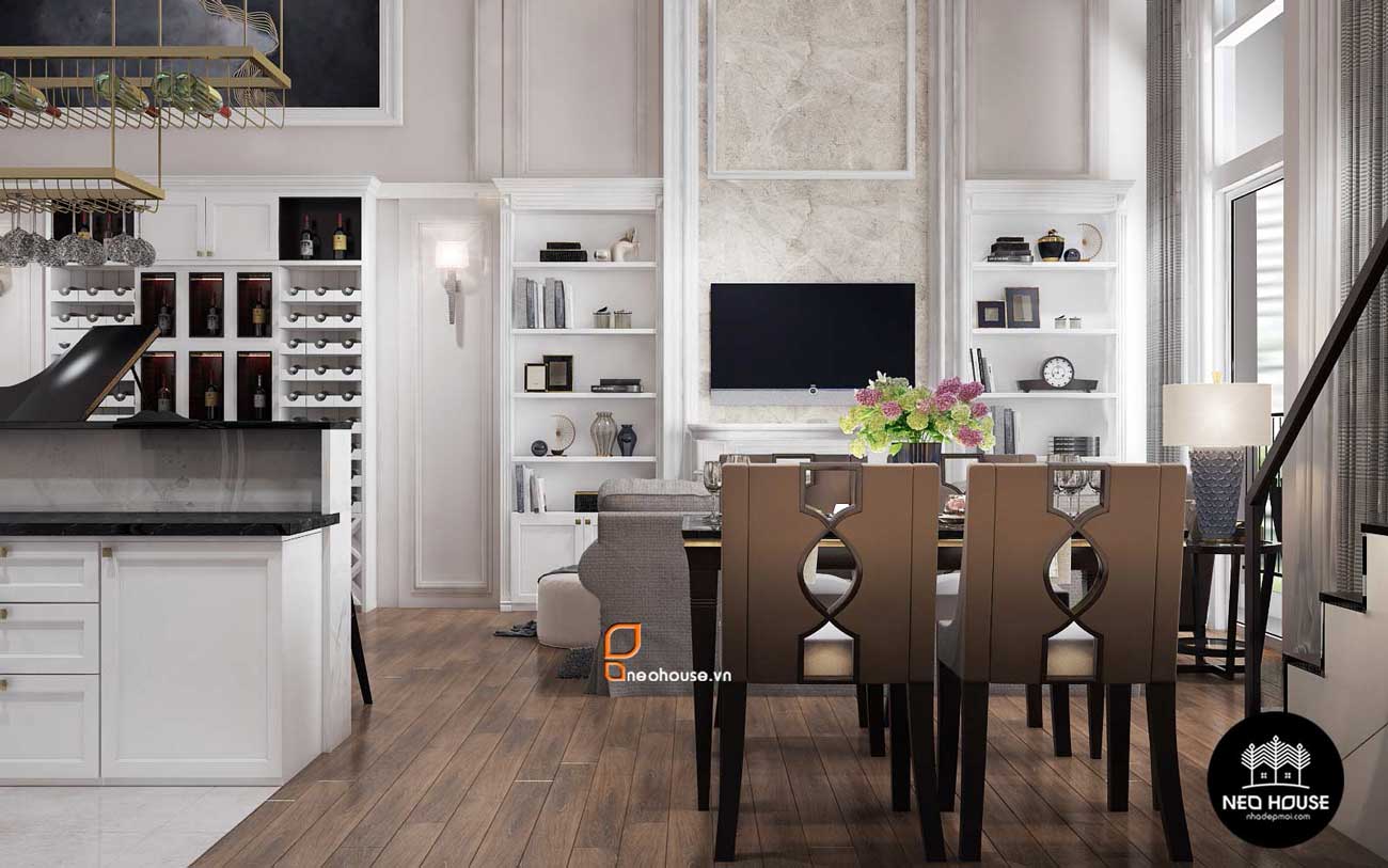 Thiết kế nội thất phòng bếp và bàn ăn căn hộ cao cấp Duplex. Ảnh 1