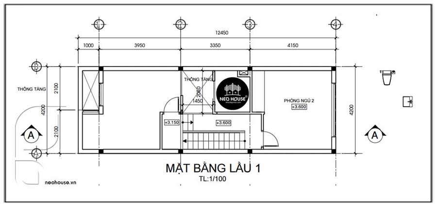 mặt bằng nhà phố 3 tầng 1 tum