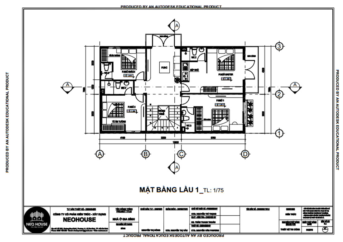 Mặt bằng công năng lầu 1 biệt thự 2 tầng mái ngói đẹp