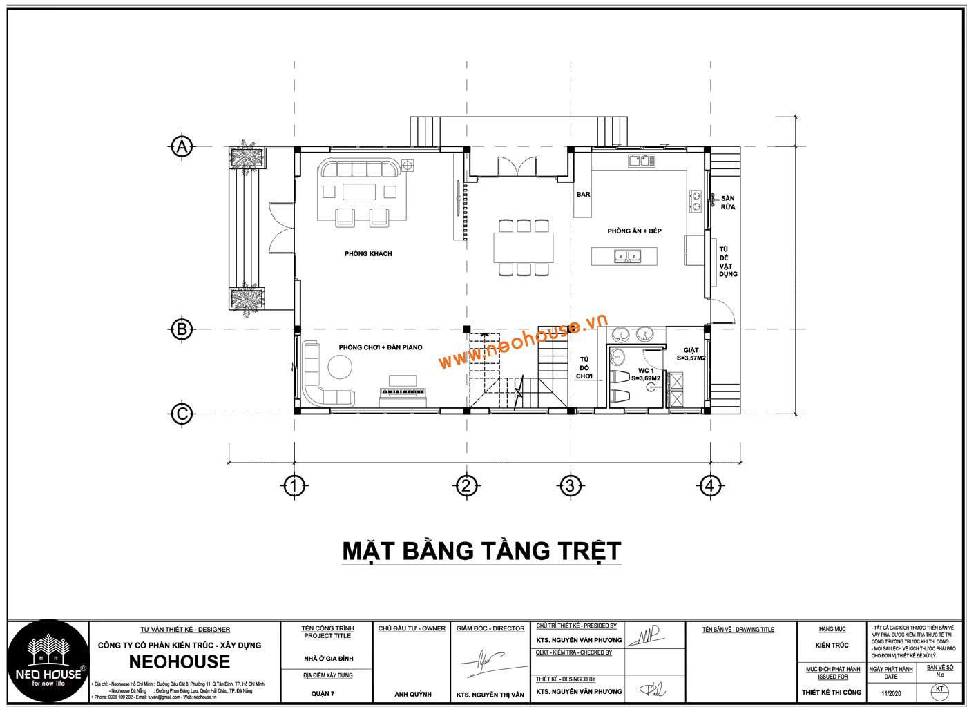 Mặt bằng tầng trệt biệt thự mái thái 2 tầng 4 phòng ngủ