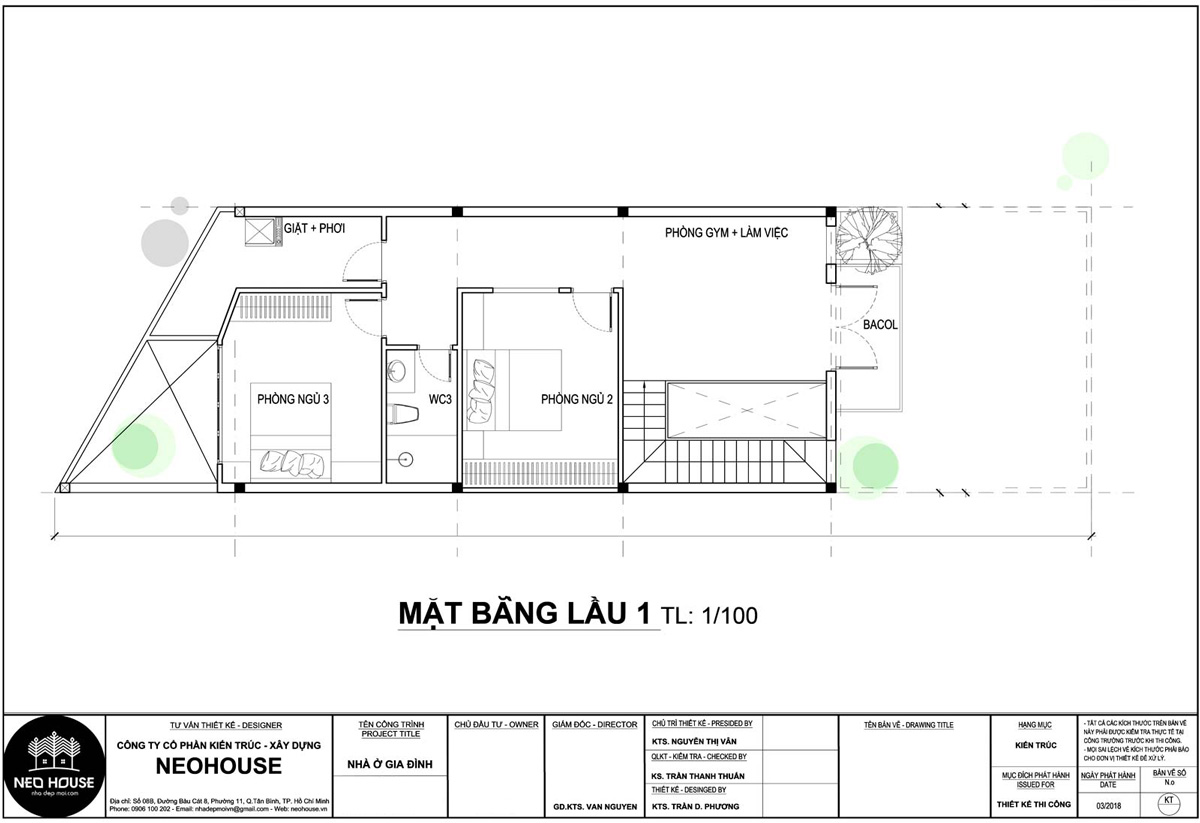 Mặt bằng công năng lầu 1 mẫu nhà ống đẹp 2 tầng 5x20m