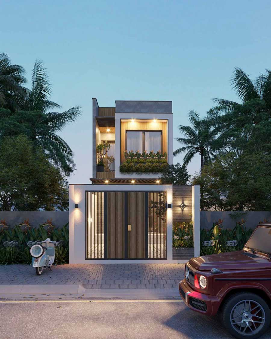 mẫu thiết kế nhà ống 2 tầng 5x20m đẹp