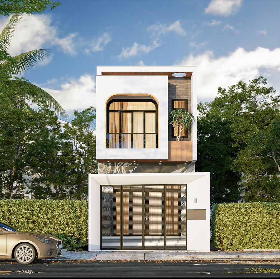 mẫu thiết kế nhà ống 2 tầng 5x20m đẹp