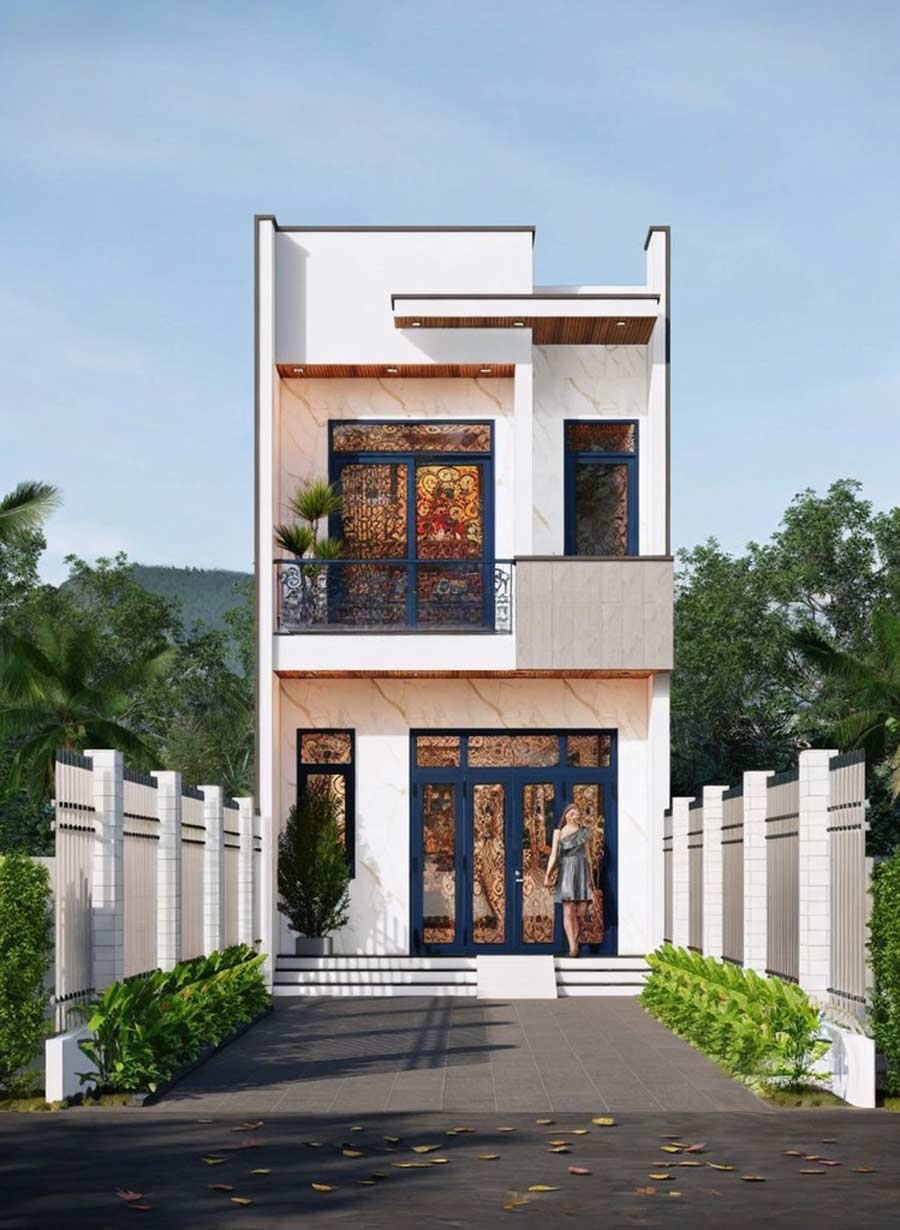 mẫu thiết kế nhà ống 2 tầng 5x20m đẹp