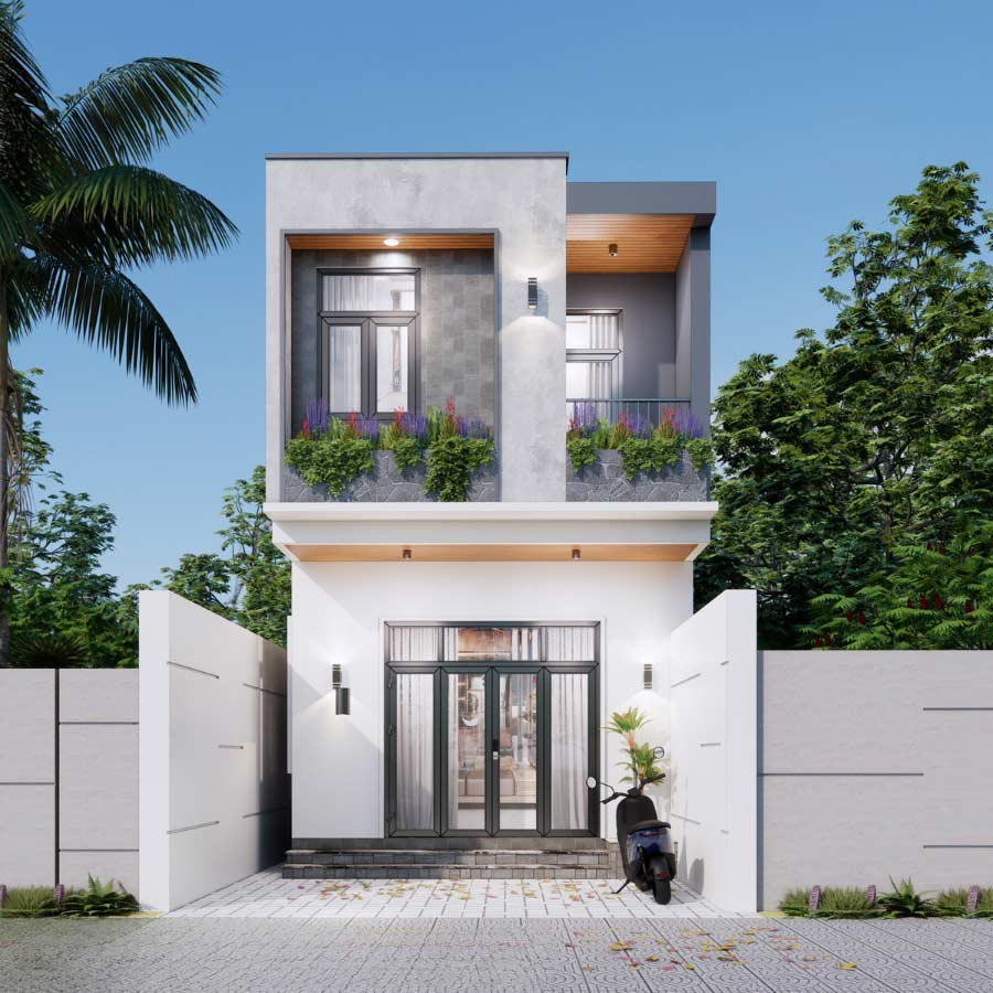 mẫu thiết kế nhà ống 2 tầng 5x20m đẹp