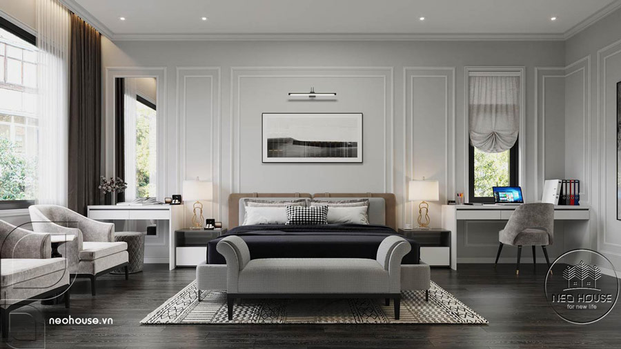 Thiết kế nội thất phòng ngủ nhà ống 3 tầng 5x20m