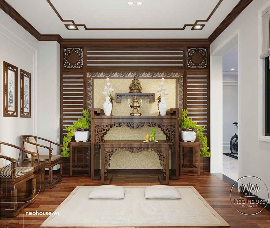 Thiết nội thất phòng thờ trang nghiêm