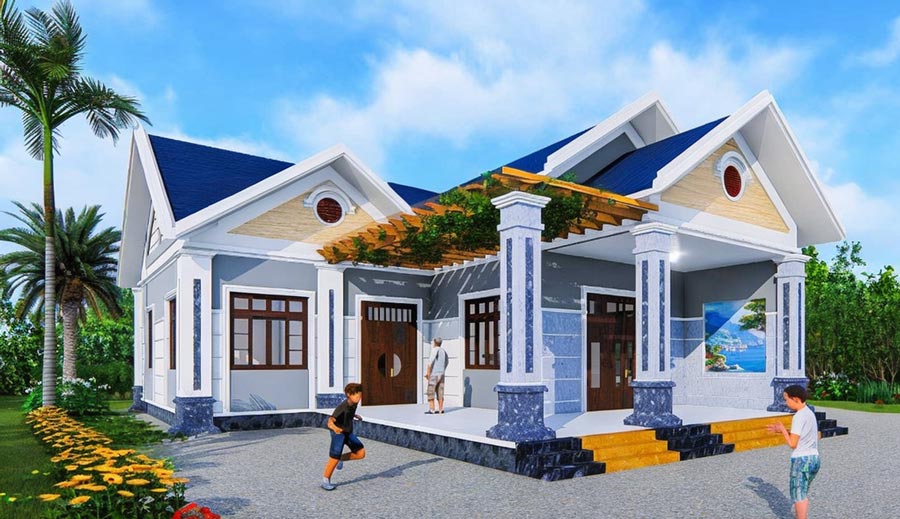 Mẫu nhà chữ l 1 tầng đẹp sang trọng