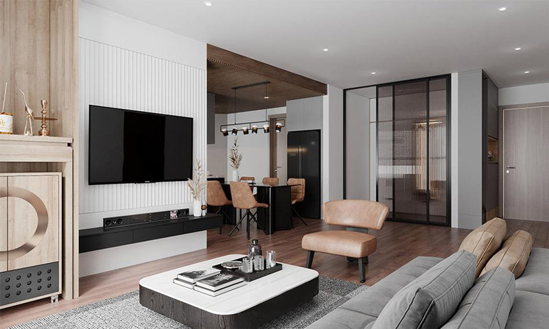 Thiết kế nội thất chung cư 105m2 phong cách tối giản