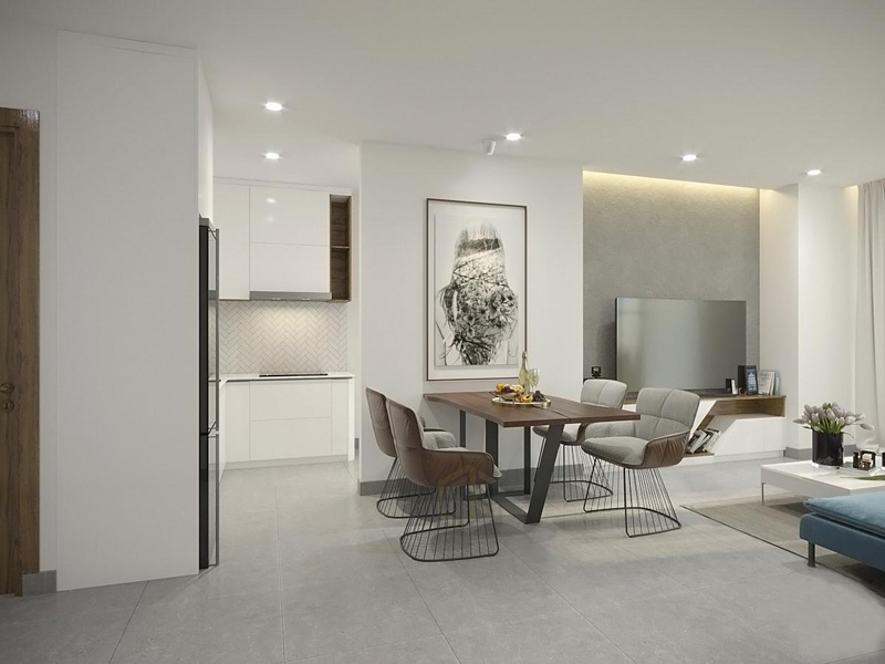 Thiết kế căn hộ chung cư 70m2 phong cách tối giản
