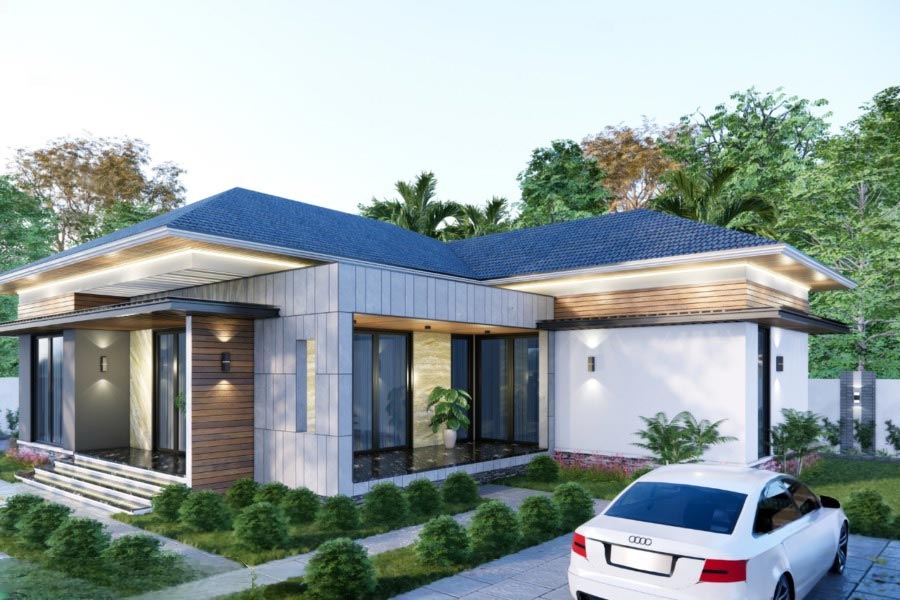 Cách tính chi phí xây nhà cấp 4 chữ L 3 phòng ngủ trọn gói