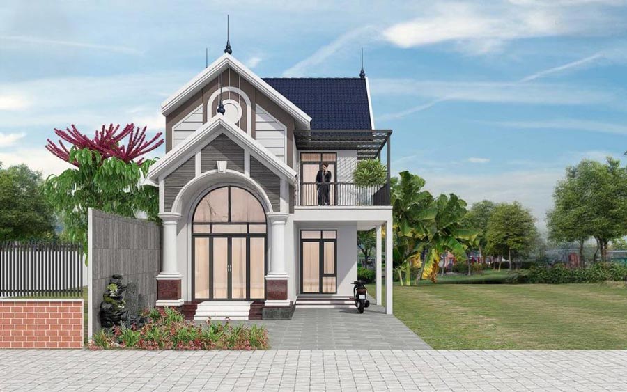 Bản vẽ nhà cấp 4 chữ l 3 phòng ngủ có gác lửng