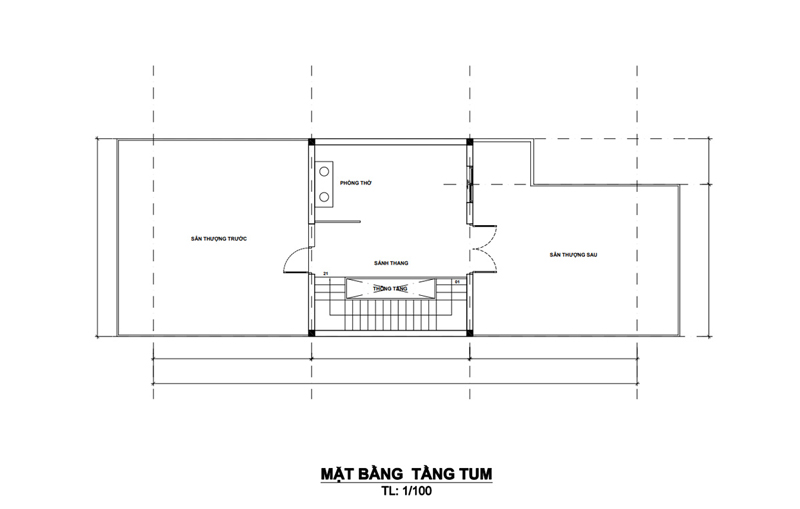 Bản vẽ mặt bằng tầng tum