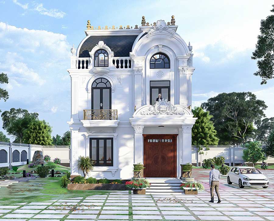 Mẫu nhà tân cổ điển 2 tầng kiểu biệt thự