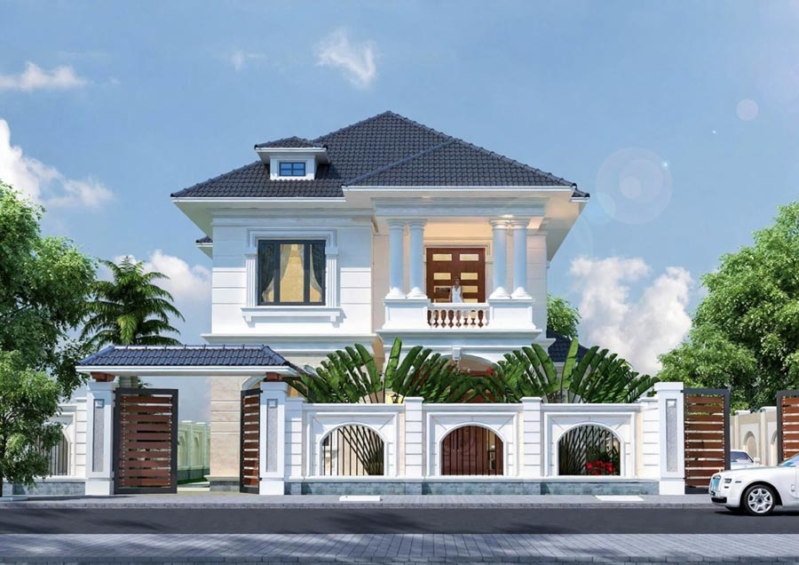 Mẫu nhà tân cổ điển 2 tầng kiểu biệt thự