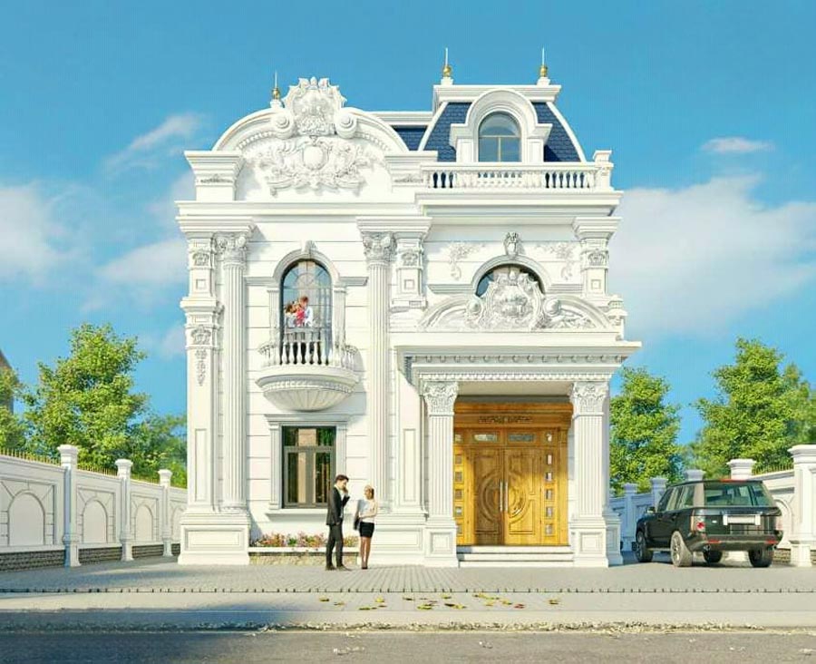 Mẫu nhà tân cổ điển 2 tầng kiểu lâu đài