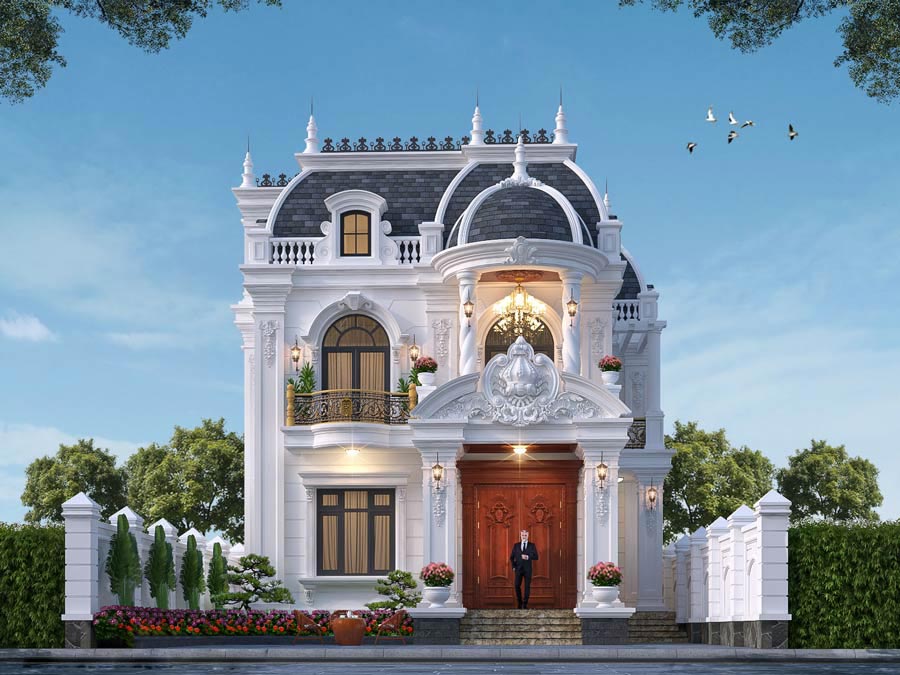 Mẫu nhà tân cổ điển 2 tầng kiểu lâu đài