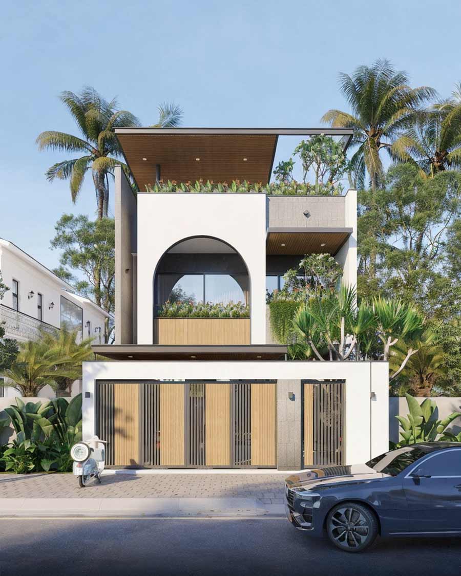 Mẫu nhà 2 tầng 8x15 3 phòng ngủ