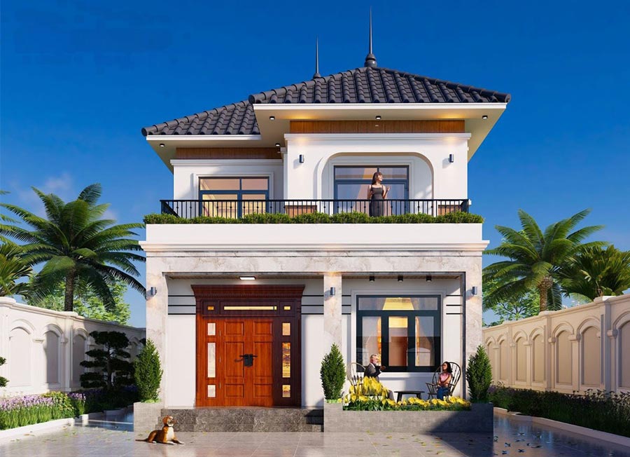 Mẫu nhà 2 tầng 8x15 3 phòng ngủ