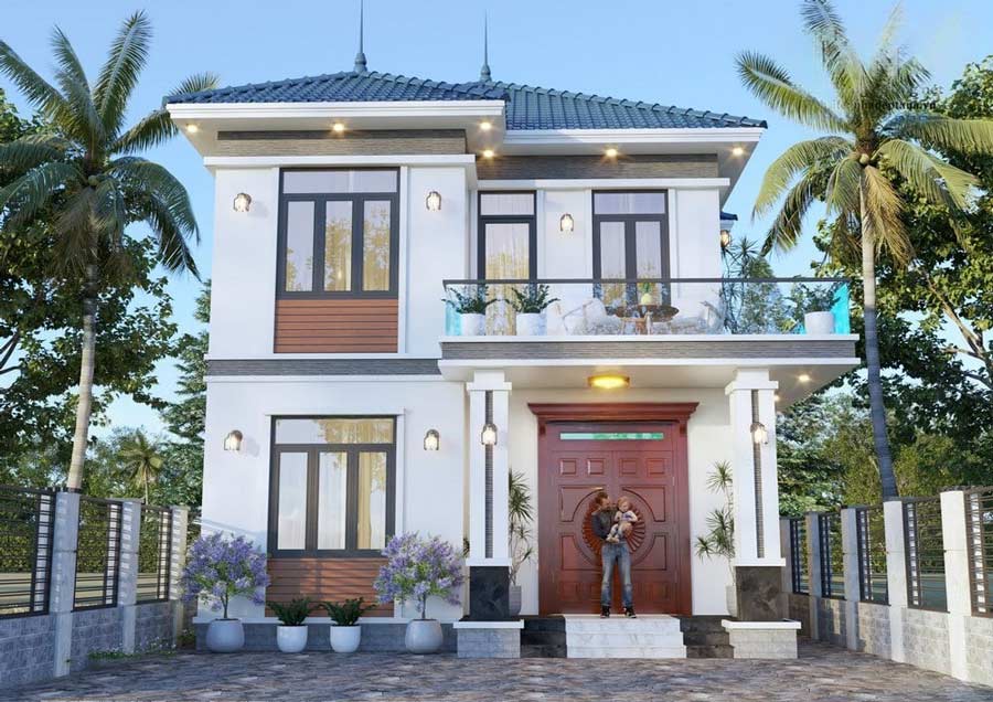 Mẫu nhà 2 tầng 8x15 3 phòng ngủ