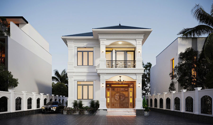 Mẫu nhà 2 tầng 8x15 4 phòng ngủ