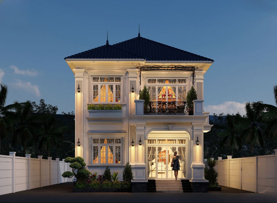 Mẫu nhà phố 2 tầng 8x15 có gara để xe