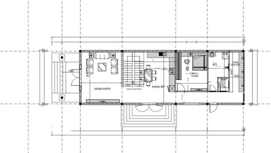 Mặt bằng nhà 1 trệt 1 lầu 3 phòng ngủ tân cổ điển