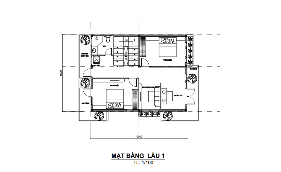 Bản vẽ mặt bằng lầu 1