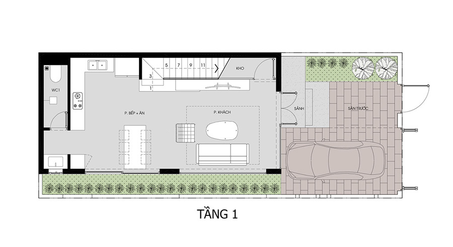 Bản vẽ mặt bằng công năng tầng trệt