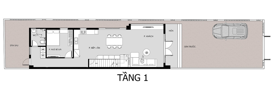 Bản vẽ mặt bằng công năng tầng trệt