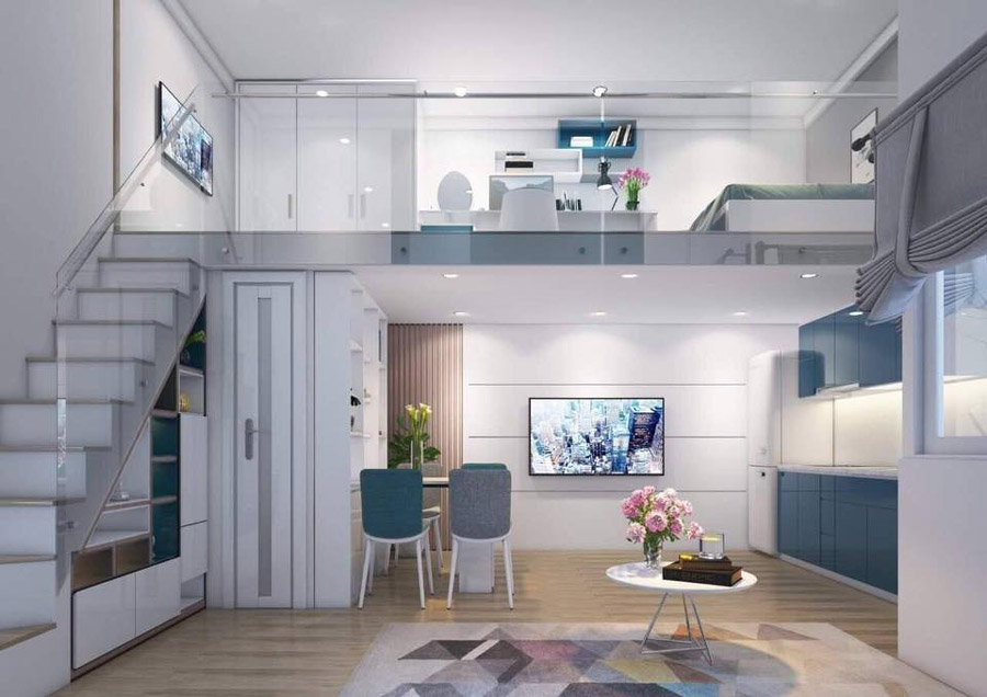 Thiết kế căn hộ studio 30m2 có gác lửng