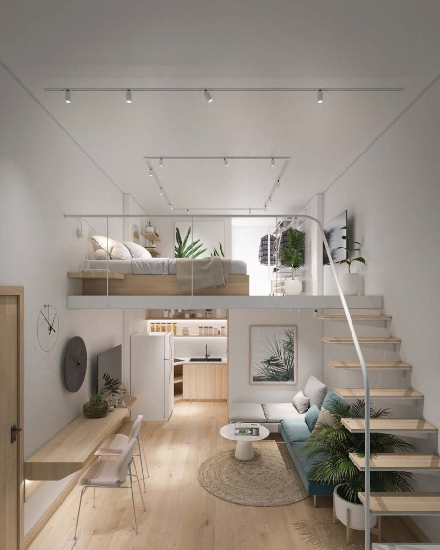 Thiết kế căn hộ studio 30m2 có gác lửng