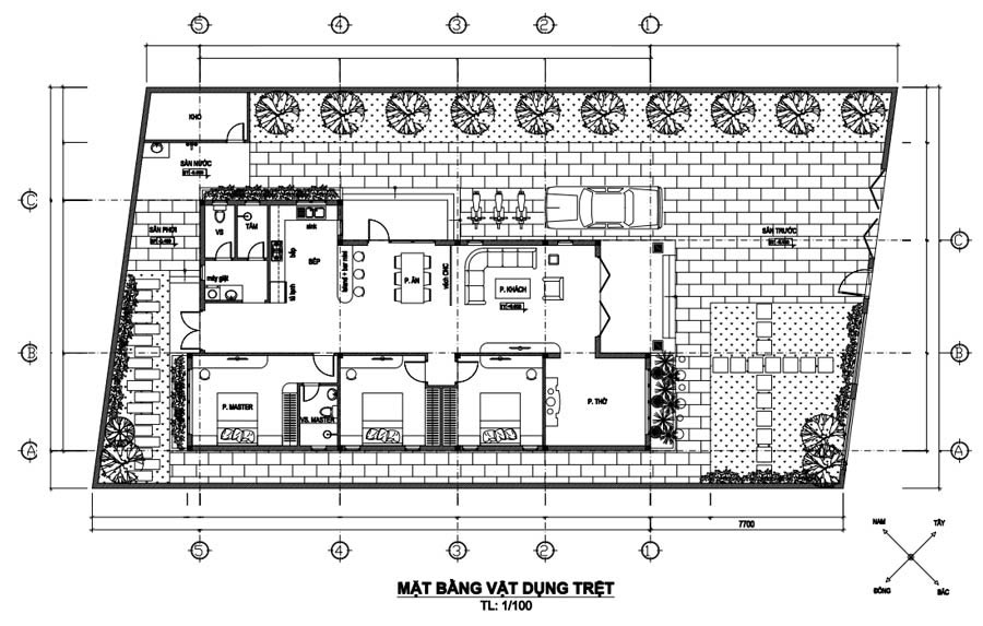 Bản vẽ thiết kế nhà cấp 4 mái Lệch