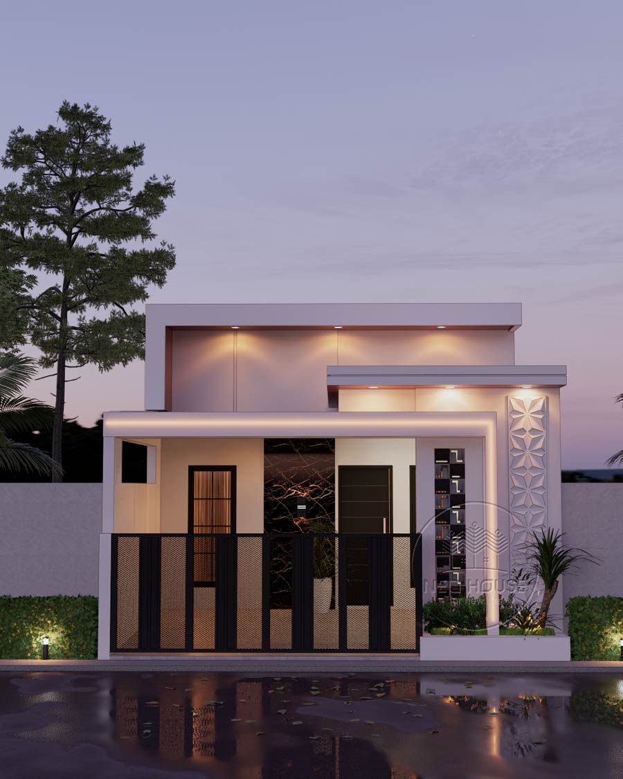Nhà cấp 4 mái bằng 3 phòng 1 phòng thờ
