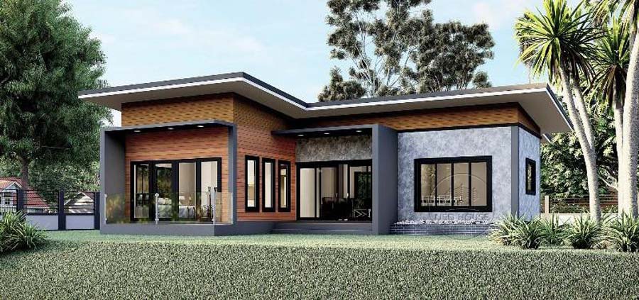 Nhà cấp 4 mái bằng 3 phòng chữ L