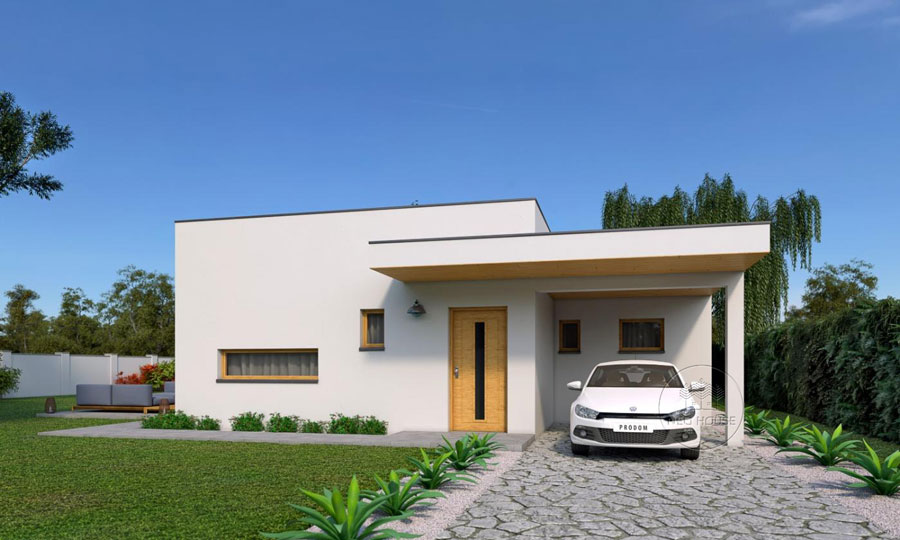 Nhà cấp 4 mái bằng 3 phòng có gara