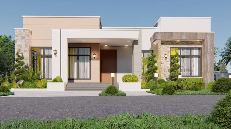Nhà cấp 4 mái bằng 3 phòng có sân vườn