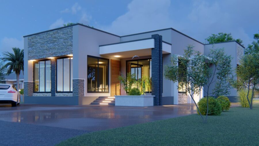 Nhà cấp 4 mái bằng 3 phòng ở nông thôn