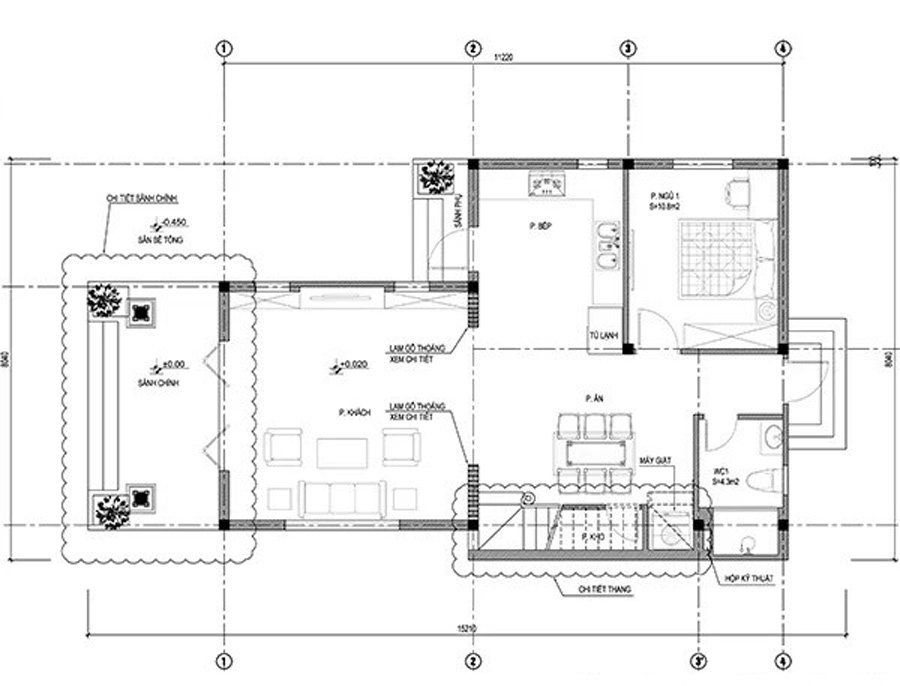 Tầng trệt nhà gác lửng 3 phòng ngủ 500 triệu mái bằng