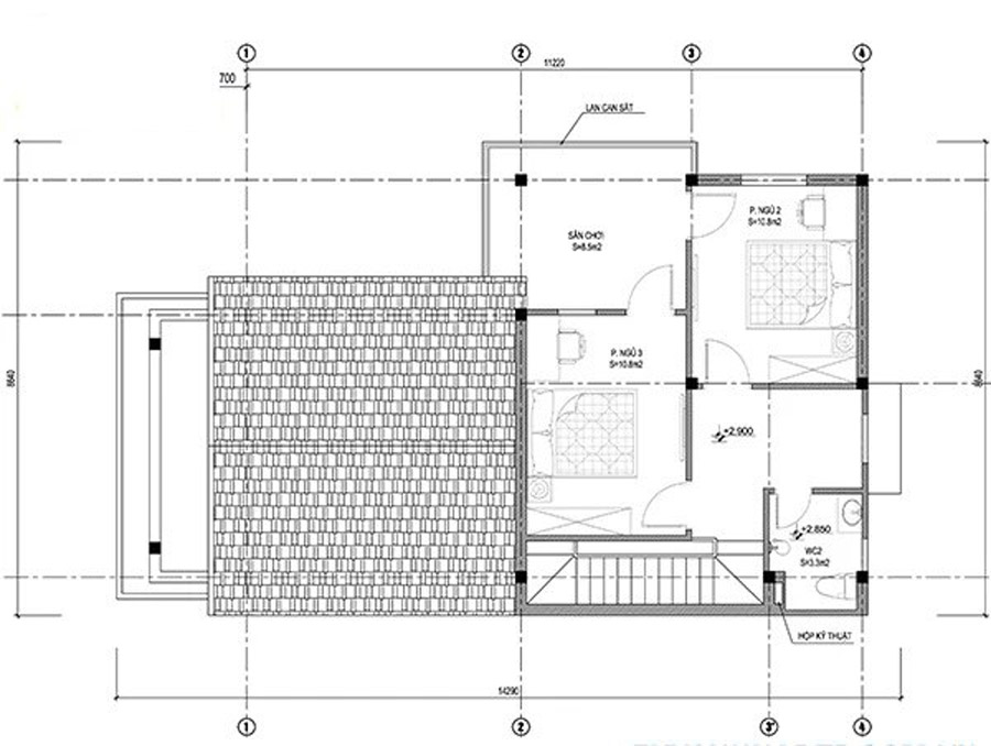 Tầng lửng nhà gác lửng 3 phòng ngủ 500 triệu mái bằng