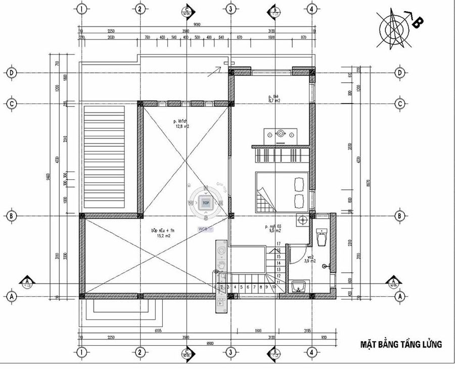 Tầng lửng nhà gác lửng 3 phòng ngủ 500 triệu mái lệch