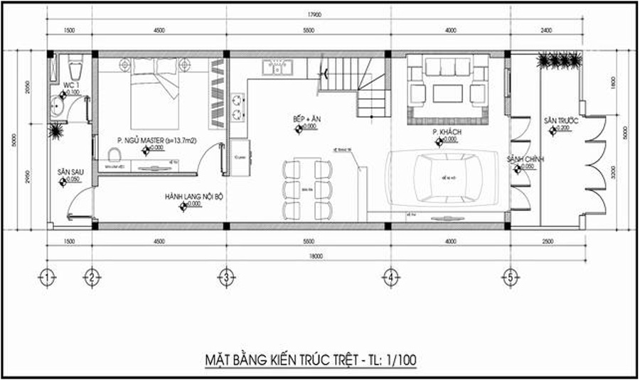 Tầng trệt nhà gác lửng 3 phòng ngủ 500 triệu mái tôn