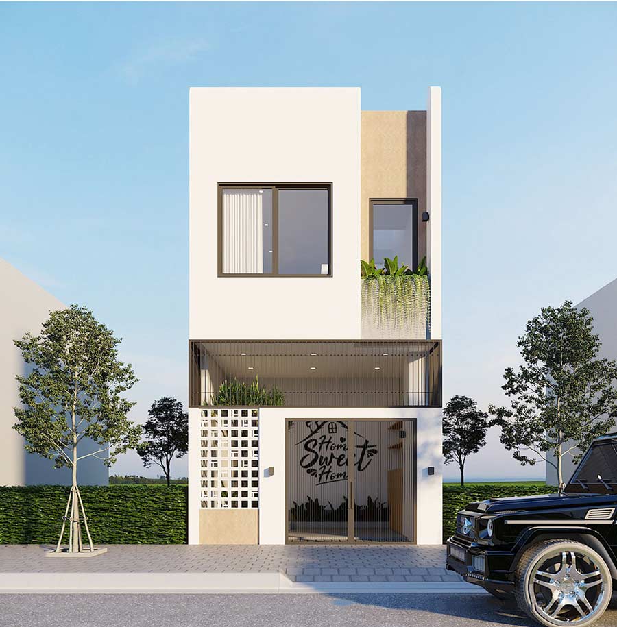 Mẫu nhà 1 trệt 1 lầu 5x20 đẹp có sân vườn