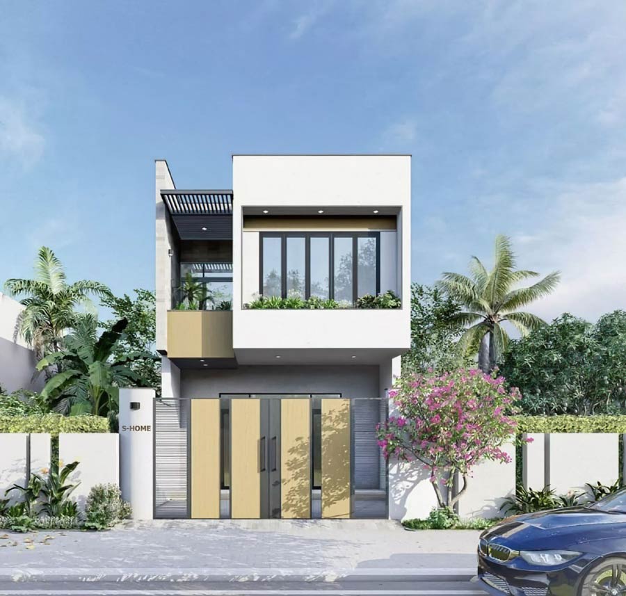 Mẫu nhà 1 trệt 1 lầu 5x20 đẹp có sân vườn
