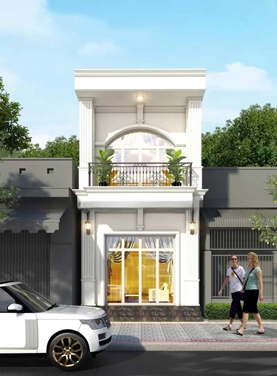 Mẫu nhà 1 trệt 1 lầu 5x20 đẹp tân cổ điển