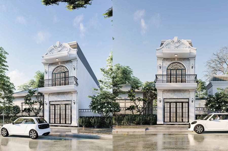 Mẫu nhà 1 trệt 1 lầu 5x20 đẹp tân cổ điển