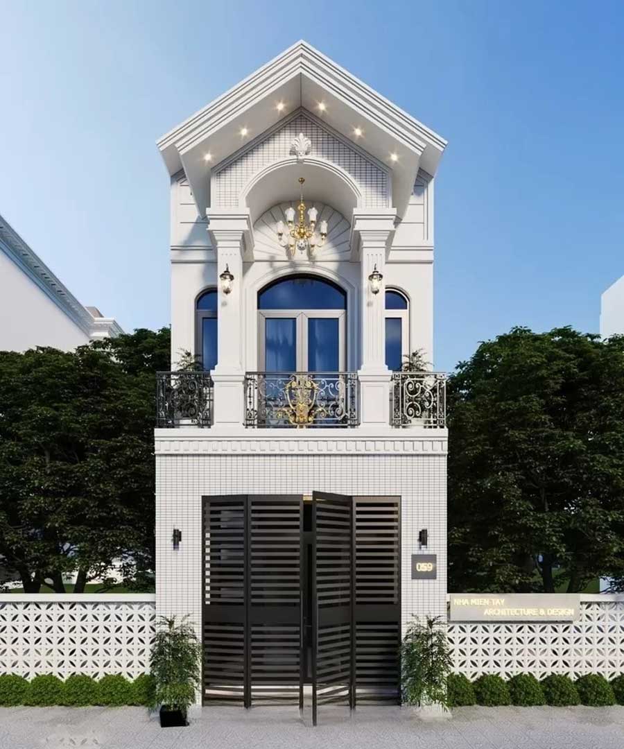 Mẫu nhà 1 trệt 1 lầu 5x20 đẹp tân cổ điển