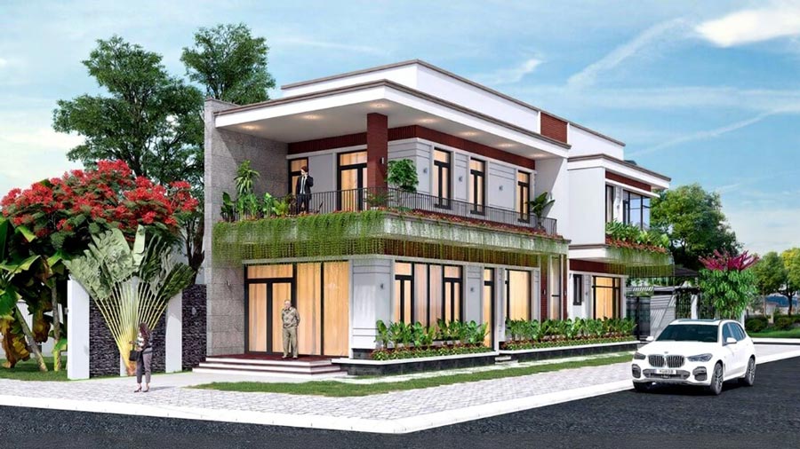 Mẫu nhà 1 trệt 1 lầu 5x20 có 2 mặt tiền