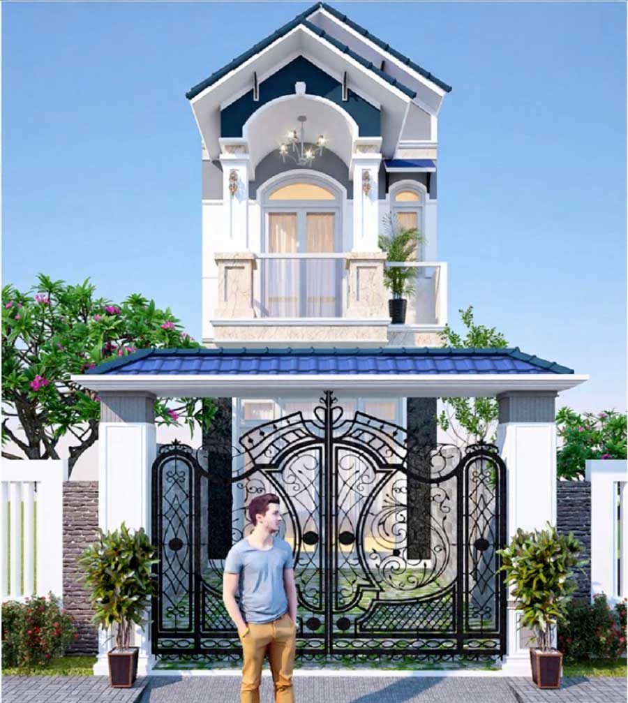 Mẫu nhà 1 trệt 1 lầu 5x20 mái thái